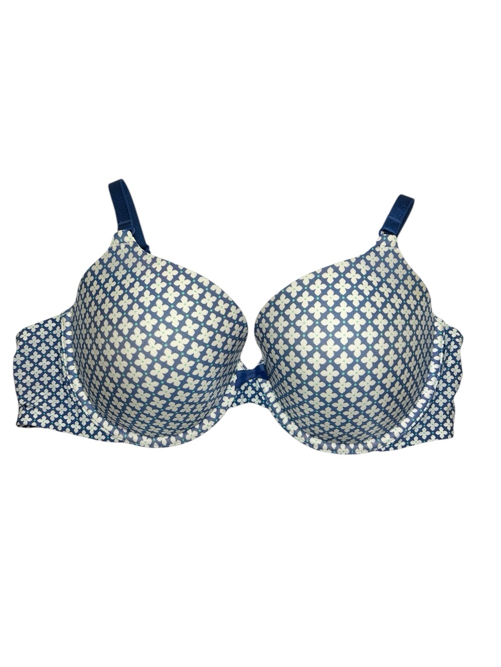 Victoria's Secret Blue and White Patterned lined Demi Bra 34DD